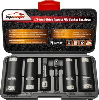 EPAuto 1/2 in. Flip Impact Socket Set