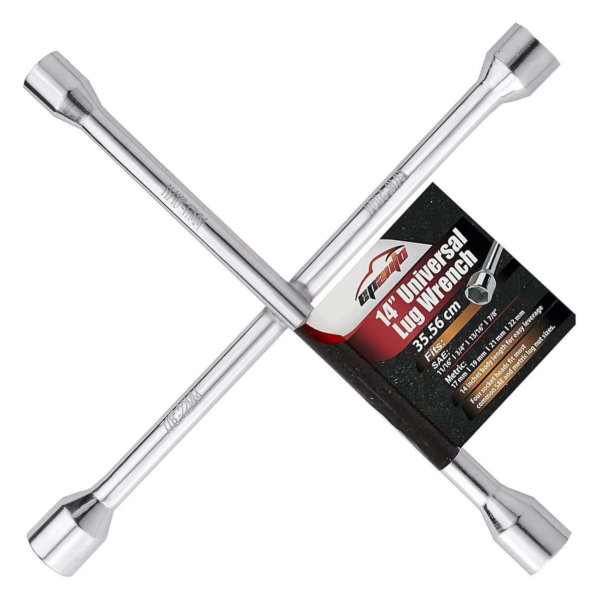 EPAuto 14 in. Four-Way Lug Wrench, Chrome