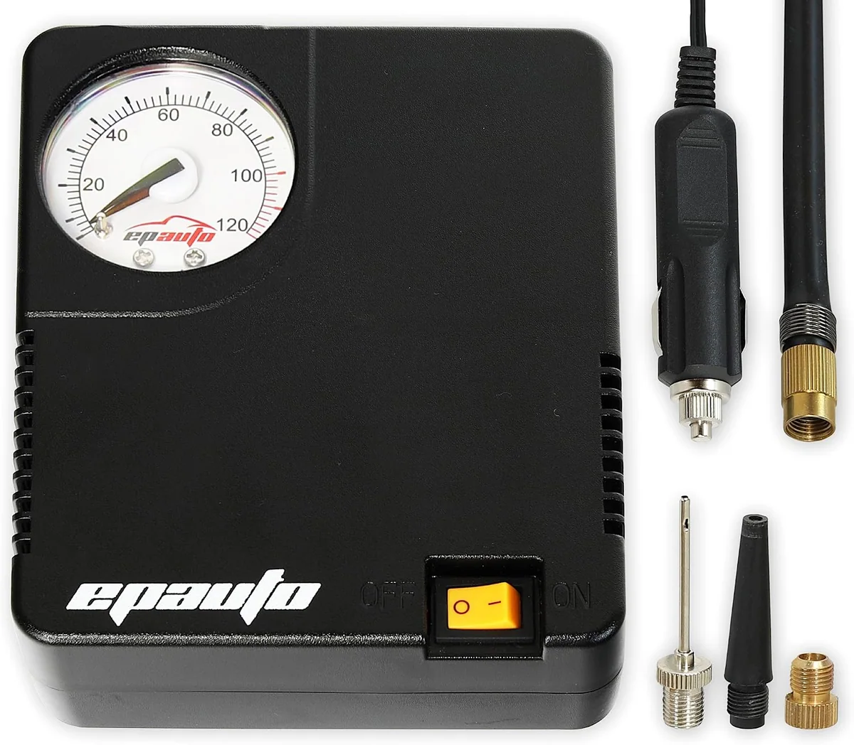 EPAuto 12V Tire Inflator with Dial Gauge