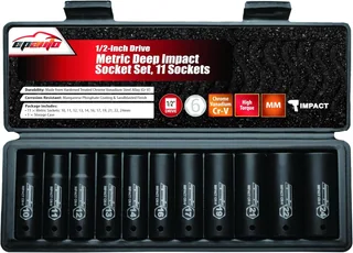 EPAuto 1/2 in. Metric Deep Impact Socket Set