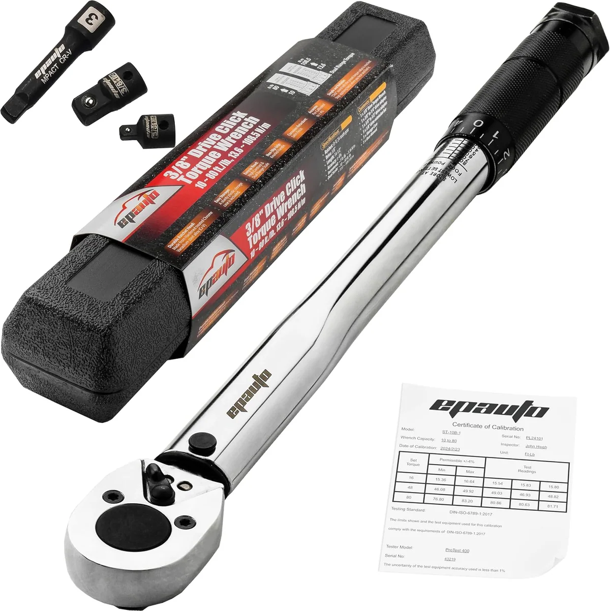 EPAuto Click Torque Wrench, 3/8 in. drive, 10–80 ft-lb